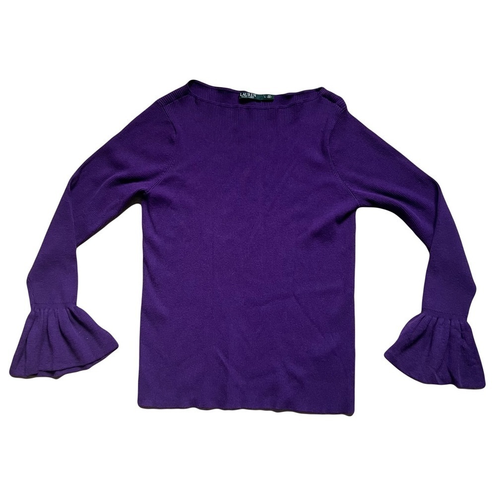 Purple Ralph Lauren bell sleeve sweater